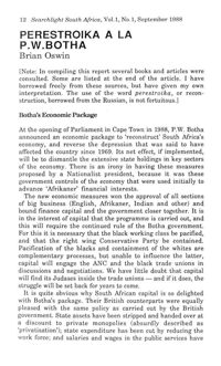 Perestroika a la PW Botha