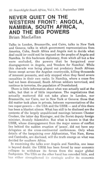 
Never quiet on the Western front: Angola, Namibia, South Africa, and the big powers
