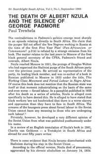 
The Death of Albert Nzula and the silence of George Padmore
