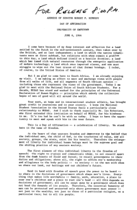 Address, Day of Affirmation, University of Cape Town, June 6th, 1966
