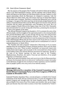 Message delivered by a member of the Central Committee of the South African Communist Party to the First Congress of MPLA in Luanda in December 1977