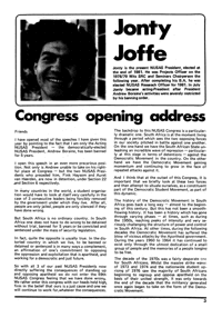 
Opening address at the 59th Annual Congress of the National Union of South African Students, University of Cape Town, 1981.
