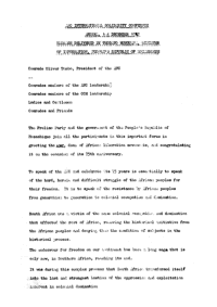 ANC International Solidarity Conference, Arusha, 1-4 December 1987: Message
