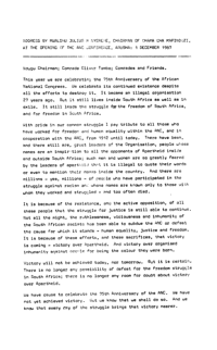 Address at the opening of the ANC Conference at Arusha, 1 December 1987
