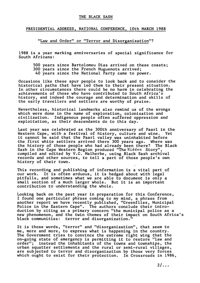 
Law and order or terror and disorganization: presidential Address presented at the Black Sash National Conference held at Johannesburg, 1988
