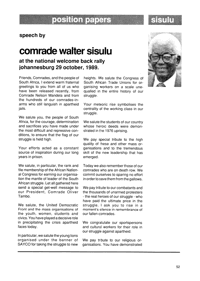 Speech by Comrade Walter Sisulu at the National Welcome Back Rally
