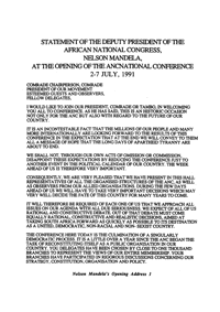 Statement of the Deputy President of the African National Congress, Nelson Mandela, at the Opening of the ANC National Conference
