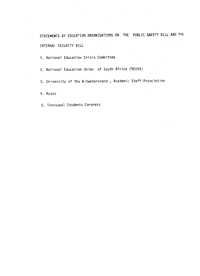 
Statement by education organisations on the Public Safety Bill and the Internal Security Bill
