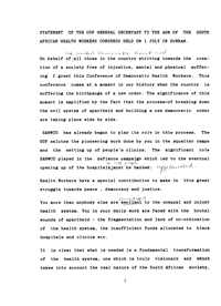 
Statement of the United Democratic Front General Secretary to the AGM
