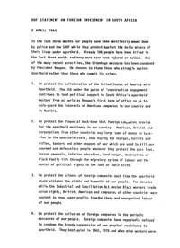 
United Democratic Front statement on foreign investment in South Africa 
