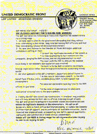 
United Democratic Front Pledges support for Striking mine workers.
