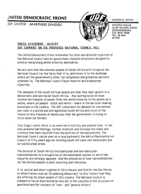 
United Democratic Front comment on the proposed National Council Bill
