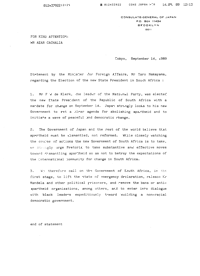 
Statement by Minister for Foreign Affairs, Mr Taro Nakayama 

