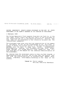 United Democratic Fronts press statement on 