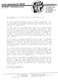 
United Democratic Front statement on the second round of talks about talks
