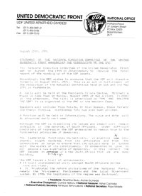 
Statement of the National Executive Committee of the National Executive Committee announcing the dissolution of the United Democratic Front 
