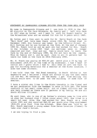 Statement by Zamngqondo Gingana evicted from the farm Bell Rock
