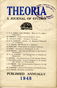 
Theoria: a journal of studies of the Arts faculty, Natal University College 1948 
