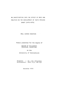 
An investigation into the effect of race and politics on the development of South African sport (1970-1979)
