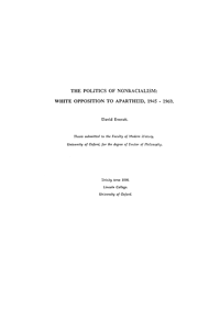 
The politics of nonracialism: White opposition to apartheid, 1945-1960
