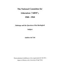 
The National Committee for Liberation (ARM), 1960-1964: sabotage and the question of the ideological subject
