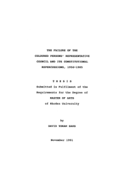 The failure of the Coloured Persons Represen