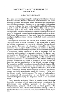 Modernity and the future of democracy