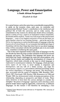
Language, power and emancipation: a South African perspective
