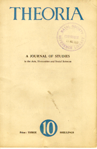 
Theoria: a journal of studies in the Arts, Humanities and Social Sciences No.10 1958
