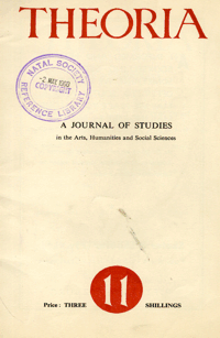 
Theoria: a journal of studies in the Arts, Humanities and Social Sciences No.11 1958
