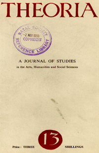 
Theoria: a journal of studies in the Arts, Humanities and Social Sciences No.13 1959
