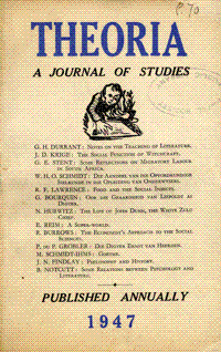 
Theoria: a journal of studies of the Arts Faculty, Natal University College No.1 1947
