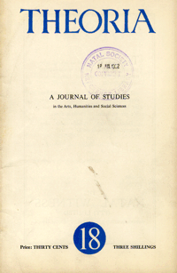 
Theoria: a journal of studies in the Arts, Humanities and Social Sciences No.18 1962
