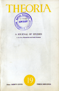 
Theoria: a journal of studies in the Arts, Humanities and Social Sciences No.19 1962
