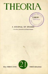 
Theoria: a journal of studies in the Arts, Humanities and Social Sciences No.21
