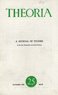 
Theoria: a journal of studies in the Arts, Humanities and Social Sciences No.25 1965
