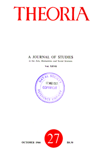 
Theoria: a journal of studies in the Arts, Humanities and Social Sciences No.27 1966
