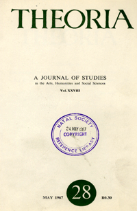 
Theoria: a journal of studies in the Arts, Humanities and Social Sciences No.28 1967
