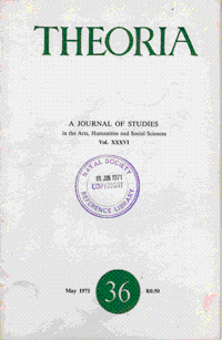 
Theoria: a journal of studies in the Arts, Humanities and Social Sciences No.36 1971
