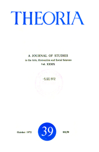 
Theoria: a journal of studies in the Arts, Humanities and Social Sciences No.39 1972
