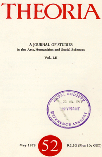 
Theoria: a journal of studies in the Arts, Humanities and Social Sciences No.52 1979

