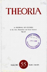 
Theoria: a journal of studies in the Arts, Humanities and Social Sciences No.55 1980
