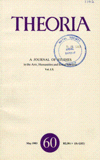 
Theoria: a journal of studies in the Arts, Humanities and Social Sciences No.60 1983
