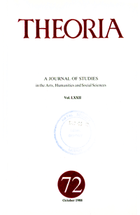 
Theoria: a journal of studies in the Arts, Humanities and Social Sciences No.72 1988
