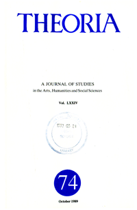 
Theoria: a journal of studies in the Arts, Humanities and Social Sciences No.74 1989
