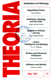 
Theoria: a journal of studies in the Arts, Humanities and Social Sciences No.77 1991
