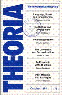 
Theoria: a journal of studies in the Arts, Humanities and Social Sciences No.78 1991
