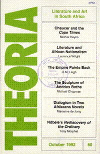
Theoria: a journal of studies in the Arts, Humanities and Social Sciences No.80 1992
