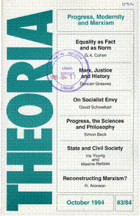 
Theoria: a journal of studies in the Arts, Humanities and Social Sciences No.83/84 1994
