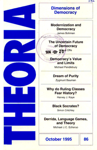 
Theoria: a journal of studies in the Arts, Humanities and Social Sciences No.86 1995
